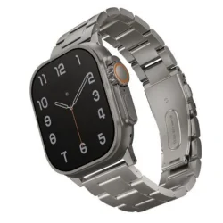 Uniq osta apple watch steel strap with self-adjustable links 49/45/44/42mm - titanium (silver)